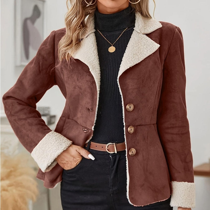 Manteau en cuir et velours chaud