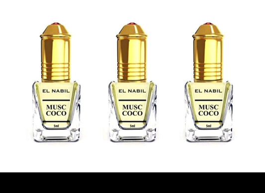 EL NABIL Lot de 3 Musc Coco 5ML Extrait de parfum sans alcool